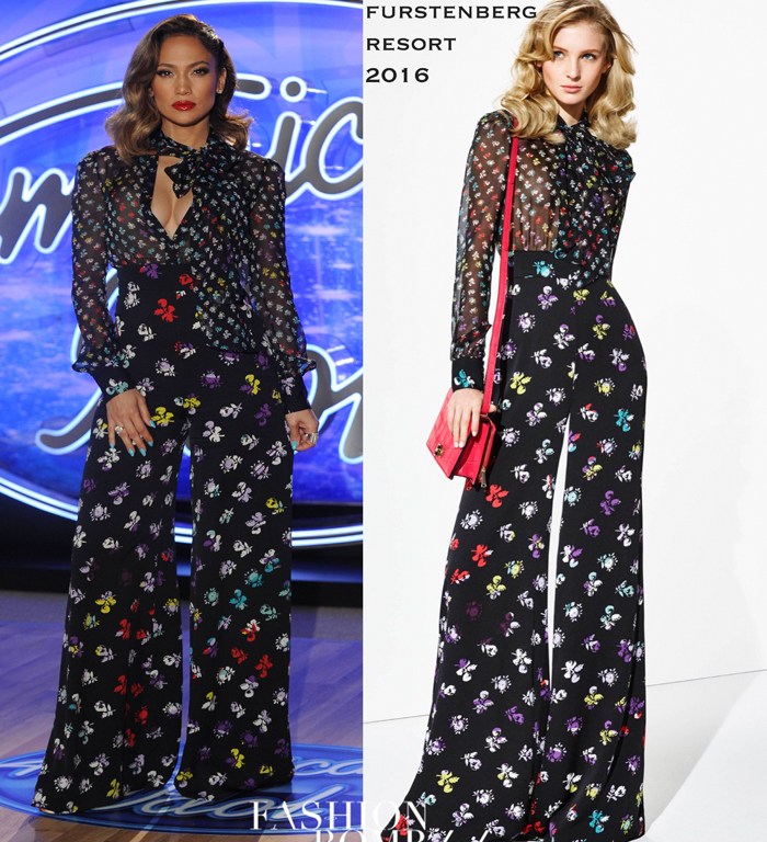 Hot! or Hmm…: Jennifer Lopez’s American Idol Atlanta Auditions Diane von Furstenberg Resort 2016 Printed Pussybow Blouse and Pants