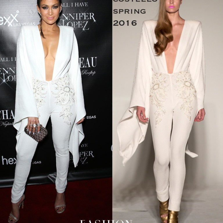 Hot! or Hmm…: Jennifer Lopez’s Chateau Nightclub and Rooftop Las Vegas Michael Costello Spring 2016 White Jumpsuit
