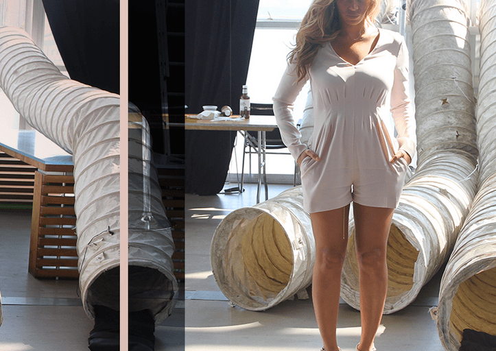 Splurge: Beyonce’s Birthday Exclusive for Intermix Lily Blush Pink Long Sleeve Romper + Her Beyonce.com Chloe White Guipure Lace & Silk Crepon Blouse