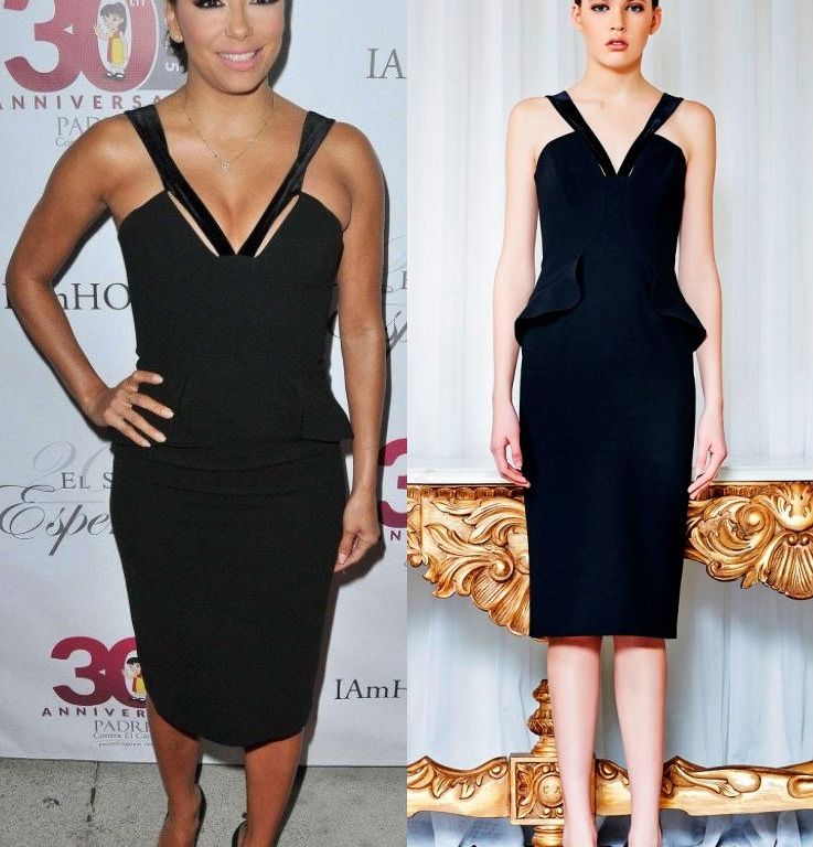 Hot! or Hmm… Eva Longoria’s Padres Contra El Cancers 2015 El Sueno De Esperanza Event Cengiz Abazoglu Fall 2014 Black Cutout Peplum Accent Dress