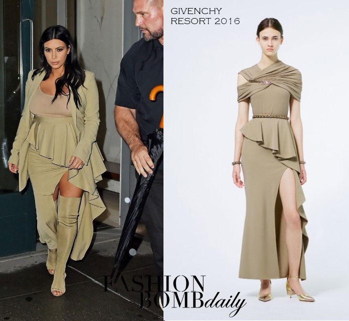 Hot! or Hmm… Kim Kardashian’s New York City Givenchy Resort 2016 Ruffle Blazer and High Waist Ruffle Pencil Skirt