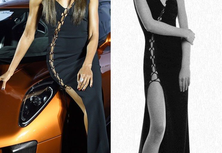 Hot! or Hmm… Naomie Harris’s Jaguar and Land Rover Stunt Vehicle Event David Koma Resort 2016 Black Lace Up Gown