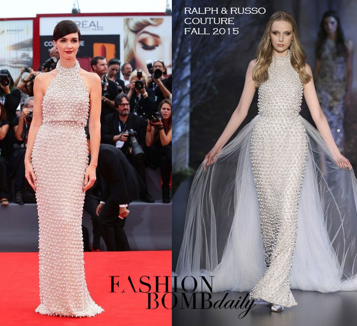 Hot! or Hmm… Paz Vega’s Everest Venice Film Festival Premiere Ralph & Russo Fall 2015 Couture Pearl Halter Gown