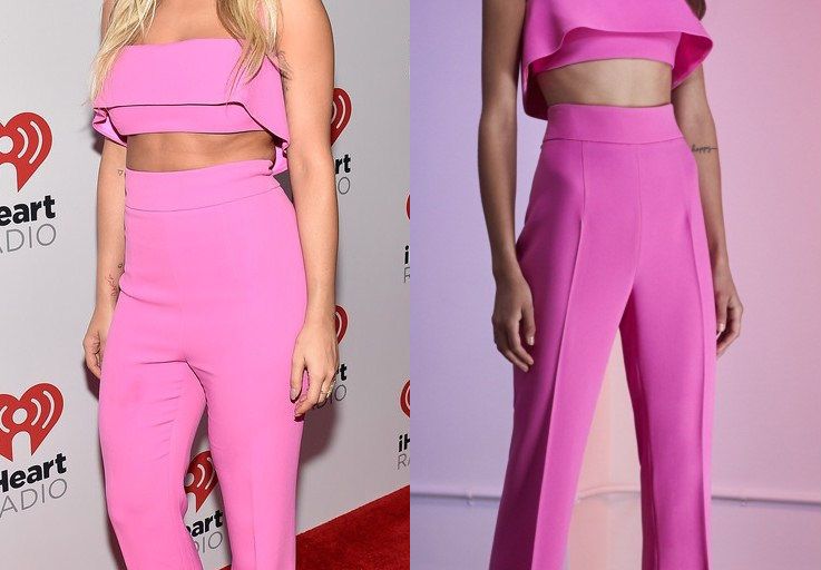 Hot! or Hmm… Rita Ora’s 2015 iHeartRadio Music Festival Cushnie et Ochs Resort 2016 Pink Ruffle Crop Top and Pink High Waist Trousers