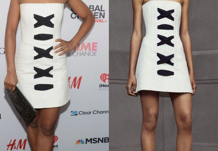 Hot! or Hmm… Kerry Washington’s 2015 Global Citizen Festival Balenciaga Resort 2016 Strapless Lace Up Dress and Nicholas Issa Mesh Pumps