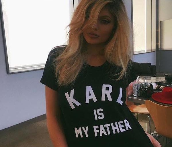 Steal: Kylie Jenner’s Instagram Eleven Paris Karl Is My Father Black And White Round Neck Short Sleeve T-Shirt