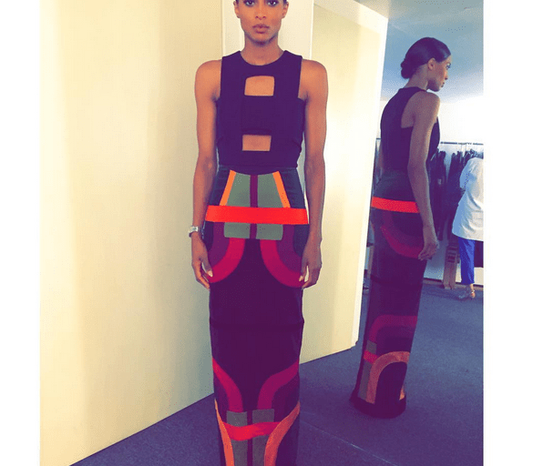 Hot! or Hmm…Ciara’s Instagram Tom Ford Fall 2015 Cut Out Red, Purple, Yellow Dress