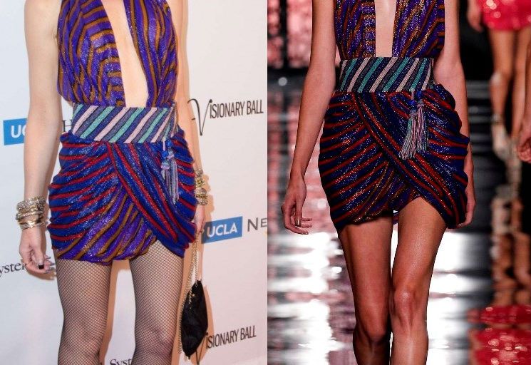 Hot! or Hmm… Gwen Stefani’s UCLA Neurosurgery Visionary Ball Reem Acra Spring 2016 Striped Halter Mini Dress