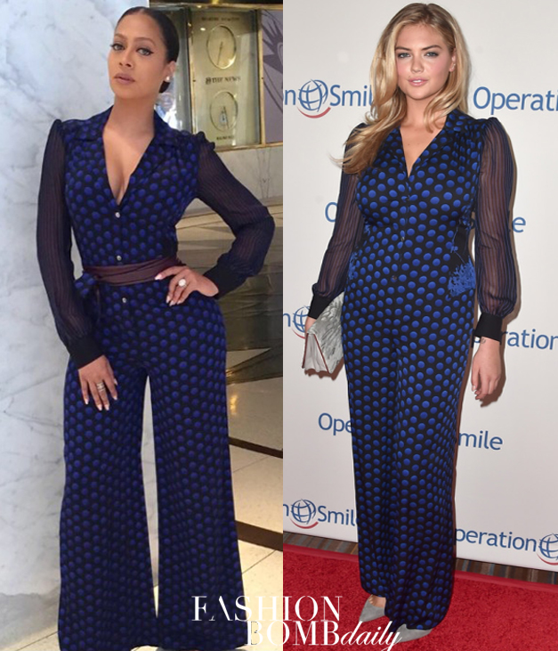 Who Wore it Better? Kate Upton vs. Lala Anthony in Diane von Furstenberg’s Cathy Polka Dot Jumpsuit