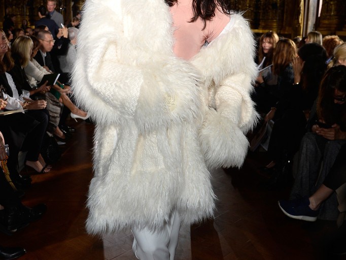 Splurge: M.I.A.’s Stella McCartney Spring 2016 Show Stella McCartney Ramona Faux Fur Coat and Fall 2014 White Faux Leather Perforated Creepers