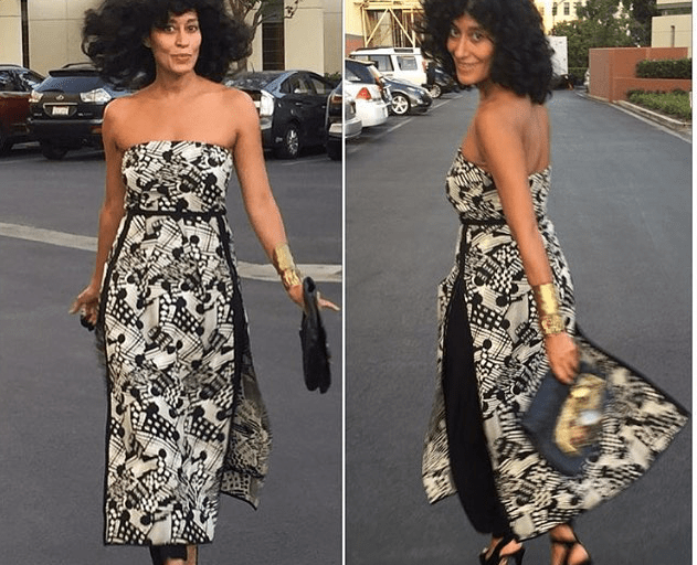 Hot! or Hmm…: Tracee Ellis Ross’s Yahoo Style Zero + Maria Cornejo Fall 2015 Strapless Printed Dress
