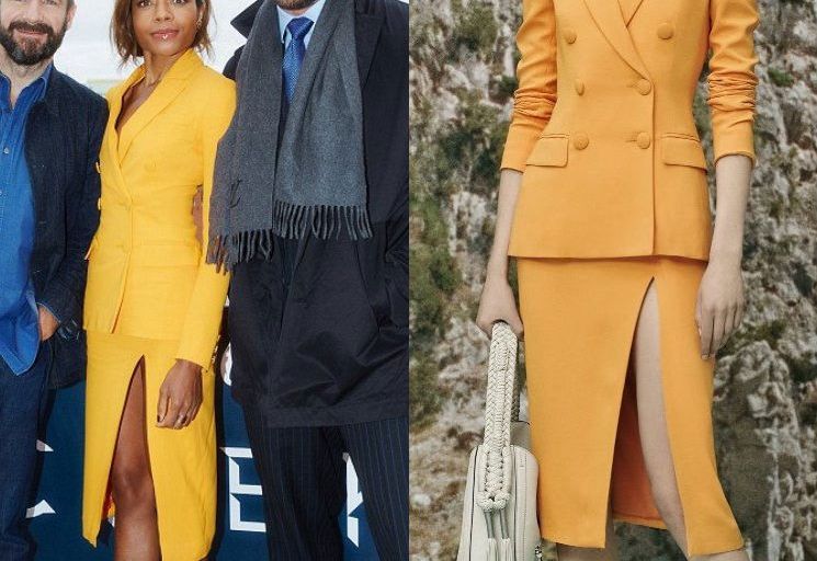 Hot! or Hmm… Naomie Harris’s <em>Spectre</em> Moscow Photocall Altuzarra Resort 2016 Yellow Slit Skirt Suit and Sophia Webster Nicole Camo Sandals