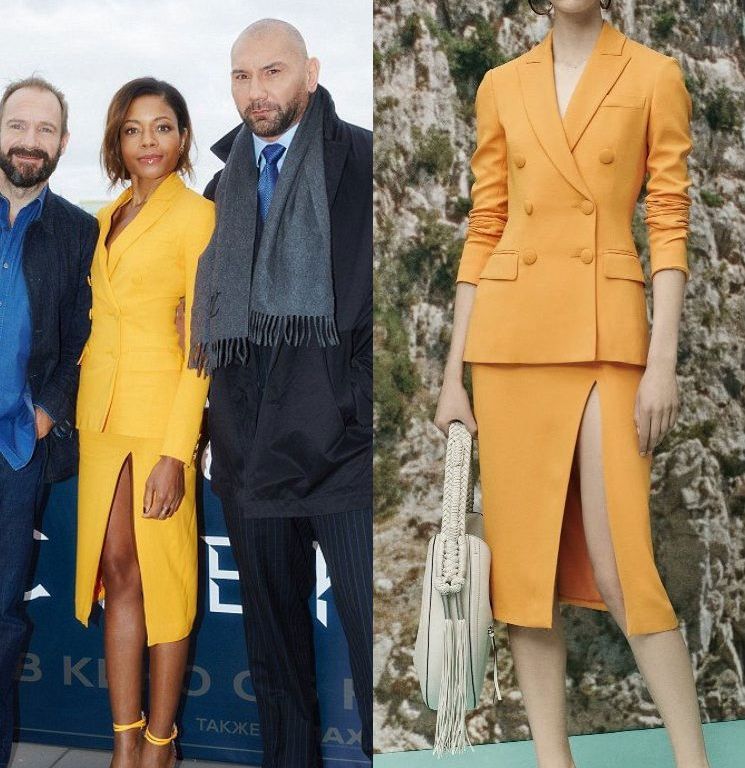 Hot! or Hmm… Naomie Harris’s <em>Spectre</em> Moscow Photocall Altuzarra Resort 2016 Yellow Slit Skirt Suit and Sophia Webster Nicole Camo Sandals