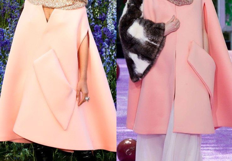 Hot! or Hmm… Rihanna’s Dior Spring 2016 Show Dior Fall 2015 Couture Pink Fur Sleeve Cape Dress and Black Patent Thigh High Boots