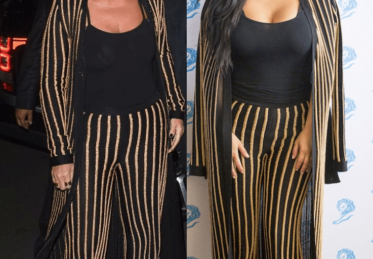 Who Wore It Better? Kris Jenner vs. Kim Kardashian in Balmain’s Striped Long Line Cardigan and Trousers