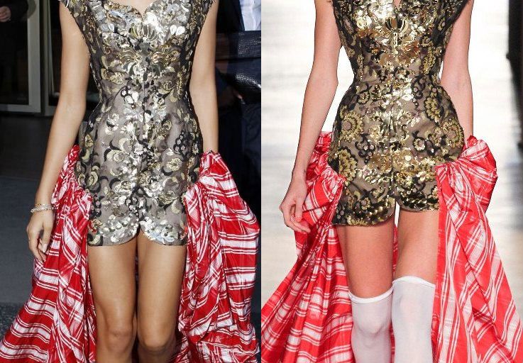 Hot! or Hmm… Zendaya Coleman’s Vivienne Westwood Spring 2016 Show Vivienne Westwood Spring 2015 Gold Floral Embellished and Plaid Dress