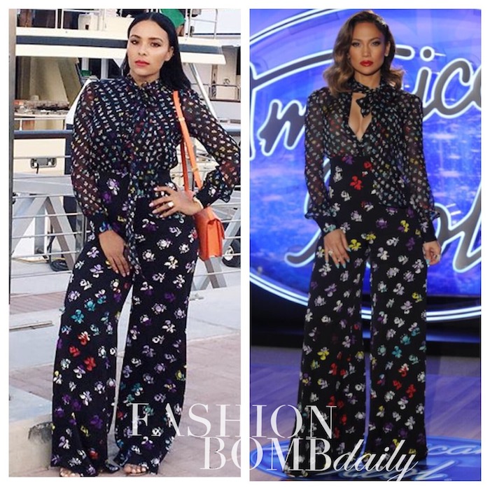 Who Wore it Better? Eudoxie vs. Jennifer Lopez in Diane von Furstenberg’s Resort 2016 Printed Pussybow Blouse and Pants