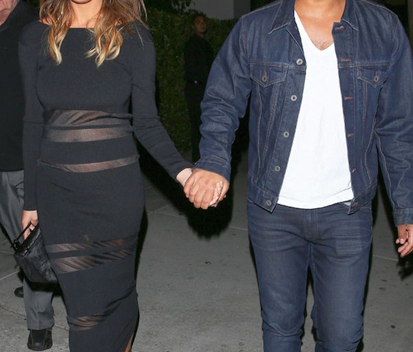 Splurge: Chrissy Teigen’s L.A. Self Portrait Sheer Stripe Panel Knit Long Sleeve V-Cut Back Dress