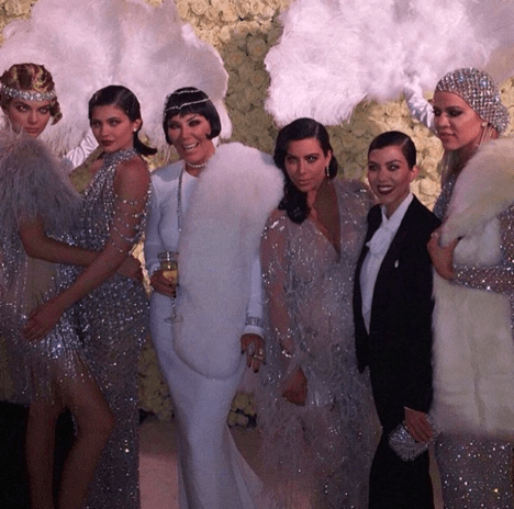 Khloe Kardashian, Kendall Jenner and Kylie Jenner wear Yousef Al-Jasmi Crystal Adorned Dresses to Kris Jenner’s Great Gatsby Birthday Party