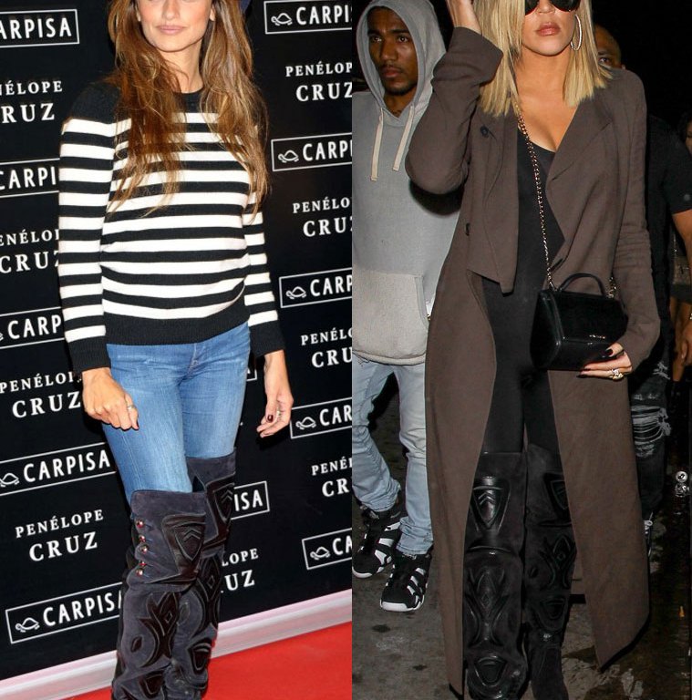 Who Wore it Better? Khloe Kardashian vs. Penelope Cruz in Isabel Marant Becky Cuissard Over the Knee Boots