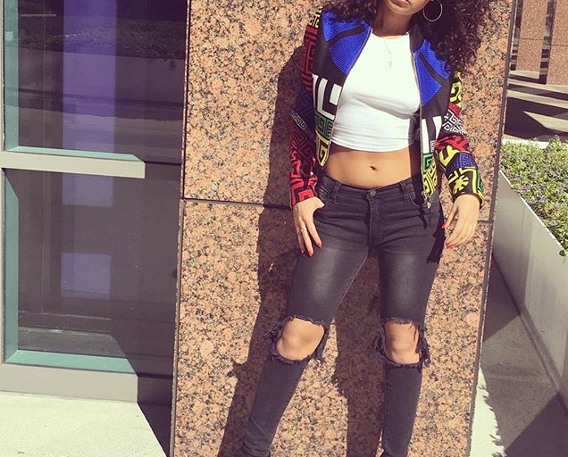 Splurge: Leigh-Anne Pinnock’s Instagram Versace Multicolored #Greek Cropped Jacket