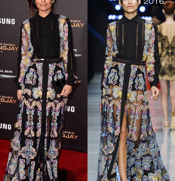 Hot! or Hmm… Meta Golding’s <em>The Hunger Games: Mockingjay Part 2</em> Los Angeles Premiere Mario Dice Spring 2016 Long Sleeve Multicolor Floral Gown