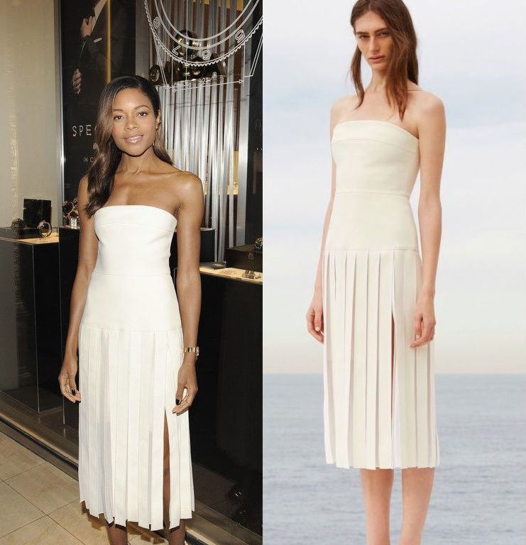 Hot! or Hmm… Naomie Harris’s OMEGA New York <em>Spectre</em> Screening Special Cocktail Reception Dion Lee Resort 2016 White Strapless Pleated Slit Dress