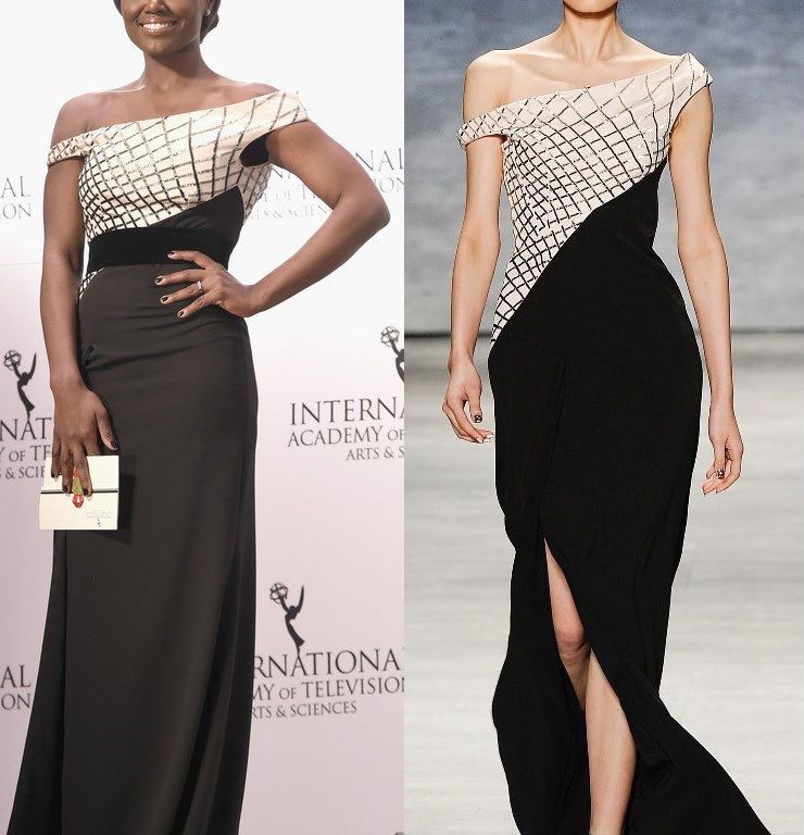 Hot! or Hmm… Patina Miller’s 43rd International Emmy Awards Bibhu Mohapatra Spring 2015 Black and White Dropped Shoulder Gown