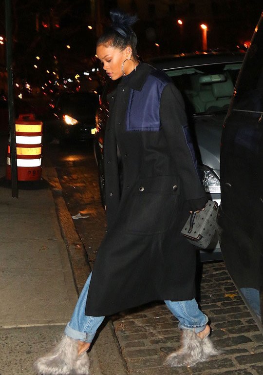 Hot! or Hmm..: Rihanna’s New York City Maison Martin Margiela Fur and Glitter Mules