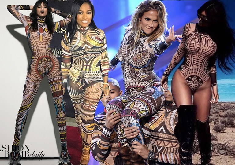 Rock it or Knock It? DSquared2’s Fall 2015 Tribal Print Bodysuit as Seen on Jennifer Lopez, Cassie, Ciara, Toya Wright, and More!