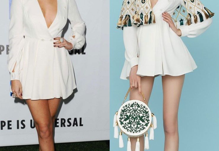 Hot! or Hmm… Selena Gomez’s 2015 Spirit of Life Gala Ulyana Sergeenko Spring 2015 Couture White Button Accented Mini Dress