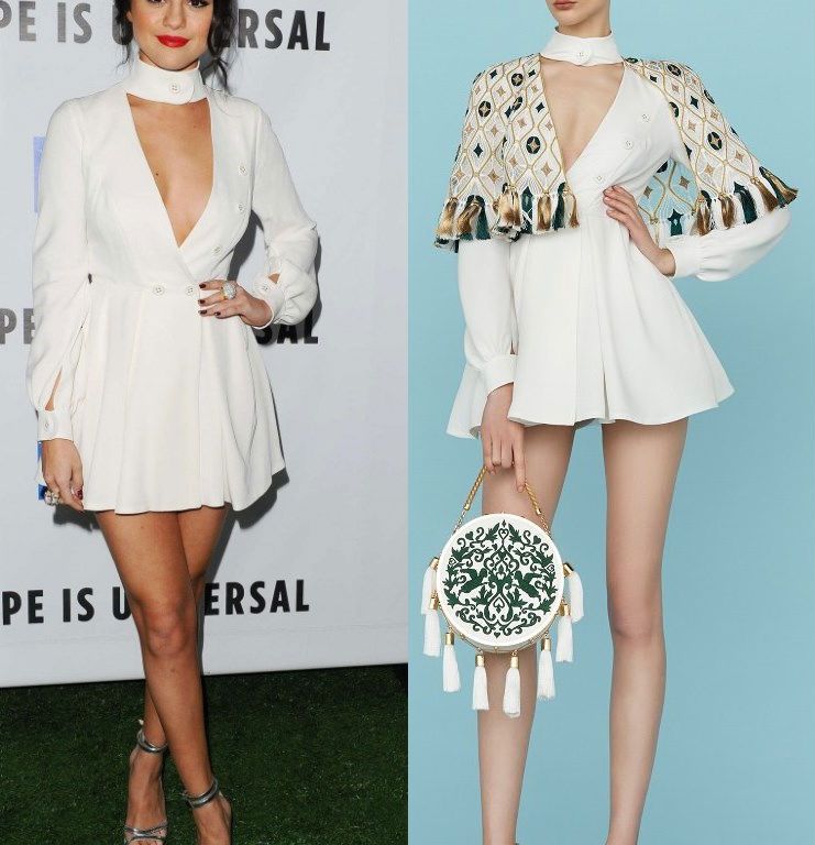 Hot! or Hmm… Selena Gomez’s 2015 Spirit of Life Gala Ulyana Sergeenko Spring 2015 Couture White Button Accented Mini Dress
