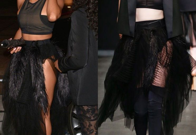 Hot! or Hmm… Serayah’s Craig’s Restaurant Vera Wang Spring 2016 Sheer Crop Top and Feather and Tulle Skirt