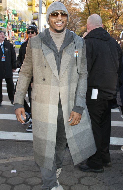 Men’s Fashion Flash: Trey Songz’s Macy’s Thanksgiving Day Parade Paul Smith Double Breasted Gray Check Coat