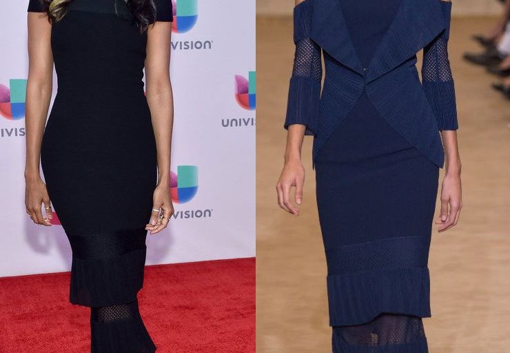 Hot! or Hmm… Zoe Saldana’s 2015 Latin Grammy Awards Roland Mouret Spring 2016 Black Off The Shoulder Dress