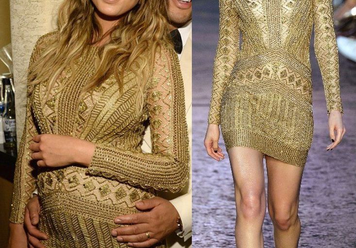 Hot! or Hmm… Chrissy Teigen’s Sinatra 100 Julien Macdonald Spring 2016 Gold Long Sleeve Embellished Mini Dress