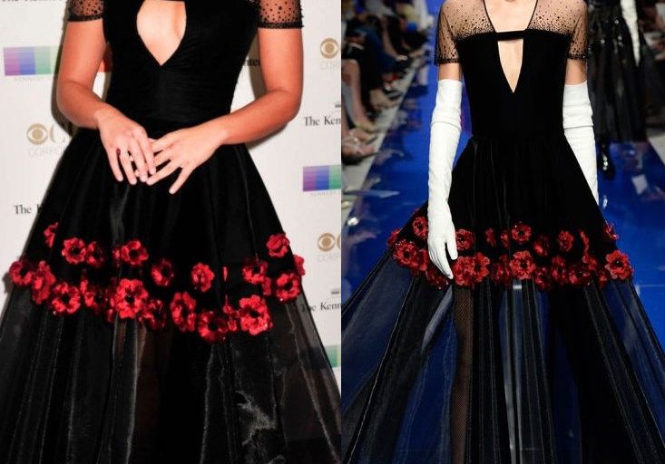Hot! or Hmm… Gina Rodriguez’s 38th Annual Kennedy Center Honors Gala Georges Chakra Couture Fall 2015 Illusion Rosette Embellished Gown