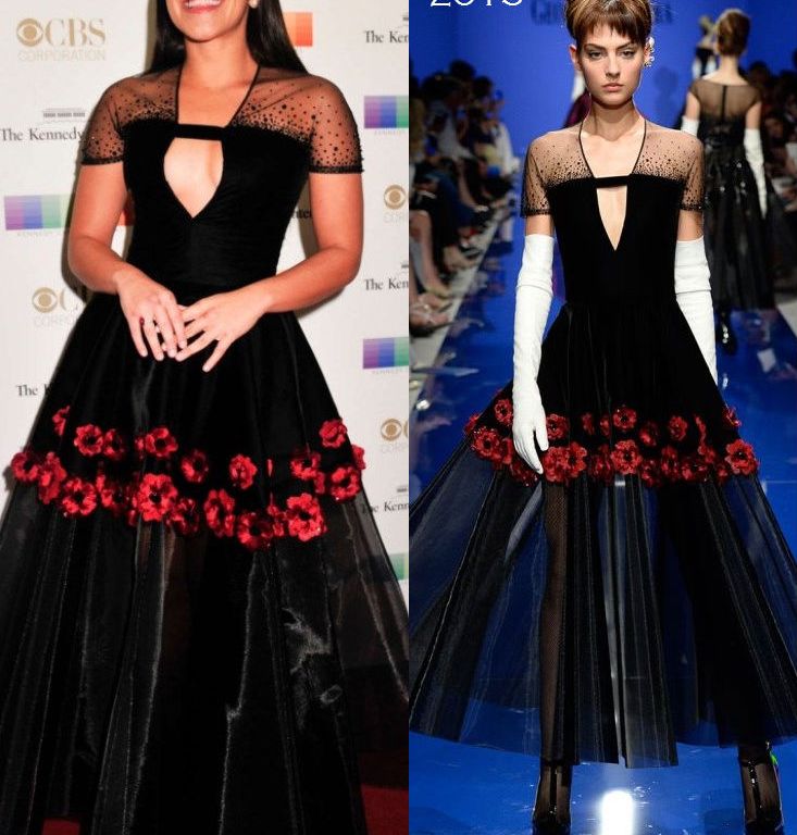 Hot! or Hmm… Gina Rodriguez’s 38th Annual Kennedy Center Honors Gala Georges Chakra Couture Fall 2015 Illusion Rosette Embellished Gown