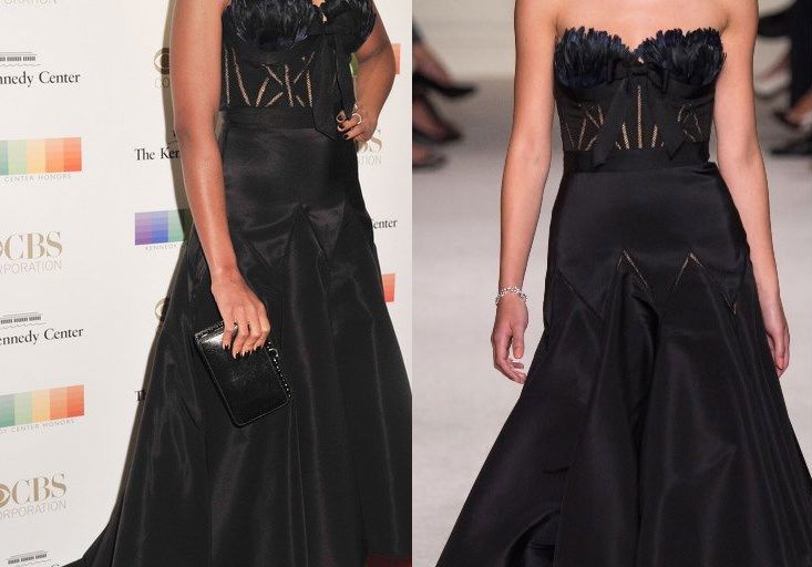 Hot! or Hmm… Kerry Washington’s 38th Annual Kennedy Center Honors Gala Marchesa Spring 2016 Black Strapless Feather Bustier Gown