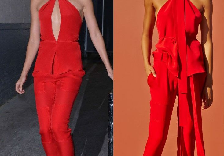 Hot! or Hmm… Lily Aldridge’s The Huffington Post Juan Carlos Obando Spring 2016 Red Keyhole Halter Top and Cropped Trousers