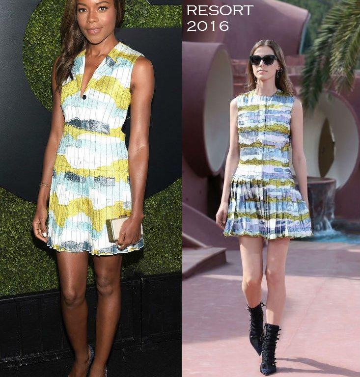 Hot! or Hmm… Naomie Harris’s 2015 GQ Men of the Year Awards Christian Dior Resort 2016 Colorful Stripe and Embellished Tuxedo Dress and Kurt Geiger Bond Pumps