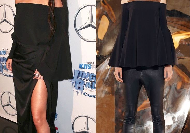 Hot! or Hmm… Selena Gomez’s 102.7 KIIS FM Jingle Ball 2015 Camilla and Marc Spring 2016 Black Off the Shoulder Top and High Waist Draped Slit Maxi Skirt