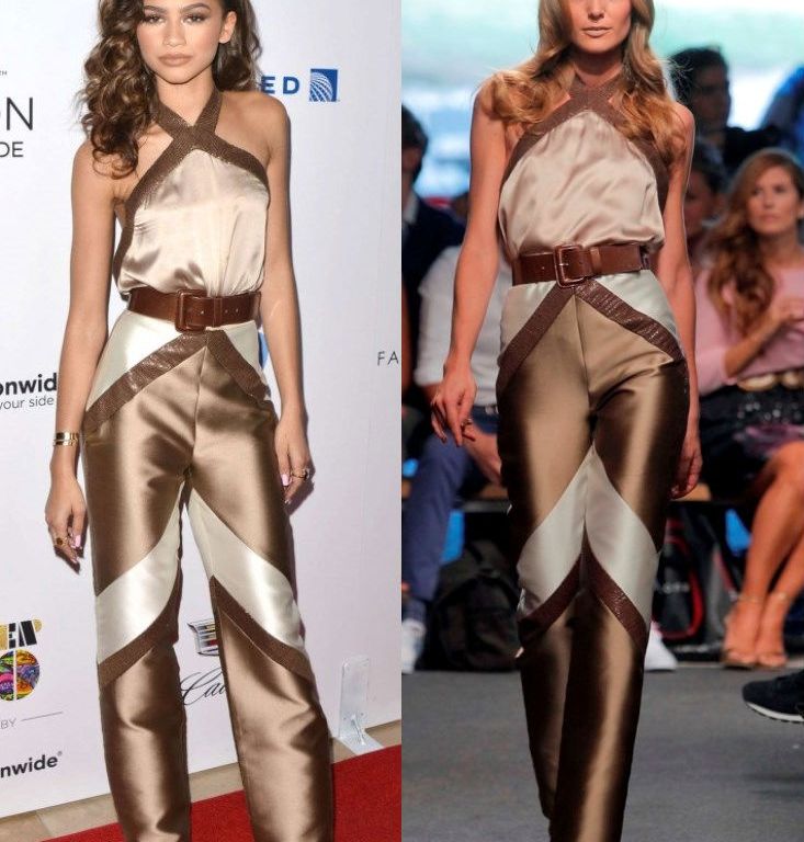 Hot! or Hmm… Zendaya Coleman’s 2015 Ebony Power 100 Gala The 2nd Skin Co Fall 2015 Patchwork Silk Halter Jumpsuit