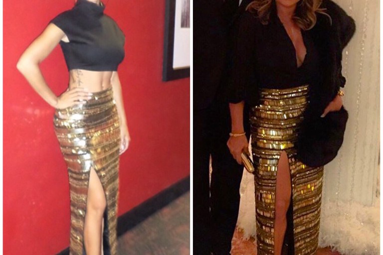 Who Wore It Better: Draya Michele vs. Tamia Hill in Virgos Lounge’s Gold Embellished Side Slit Maxi Skirt