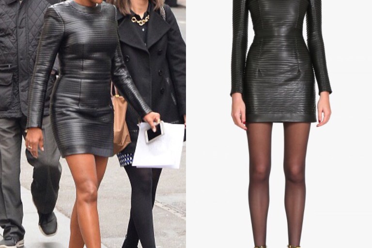 Splurge: Tamron Hall’s New York City Balmain Long Sleeve Pleated Leather Mini Dress