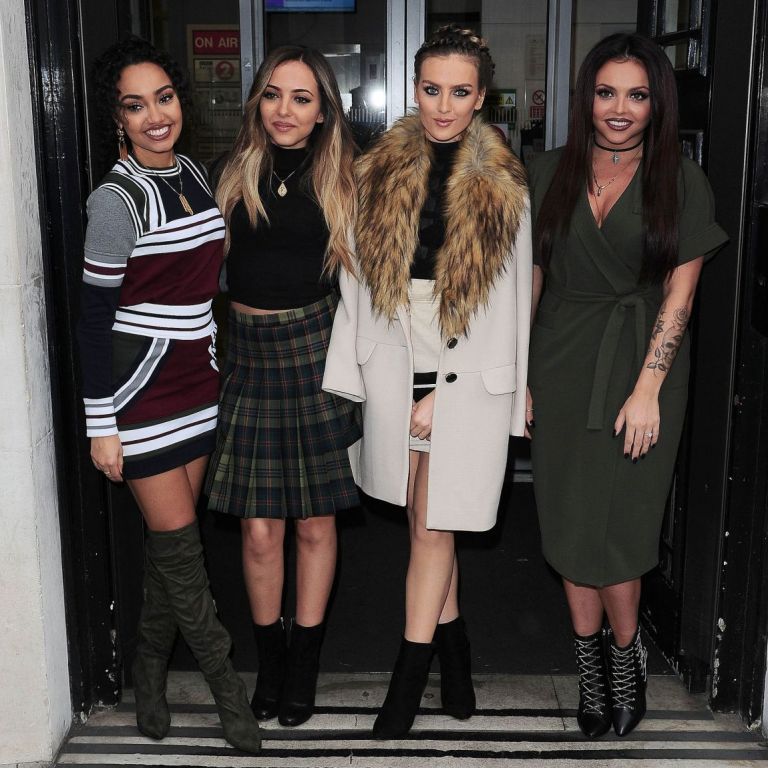 Splurge: Leigh-Anne Pinnock’s BBC Radio 2 Studios Acne Rosana Stripe Asymmetric Multi Mix Sweatshirt and Rosita Mini Skirt