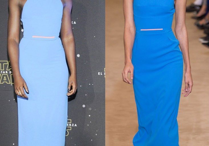 Hot! or Hmm… Lupita Nyong’o’s <em>Star Wars: Episode VII – The Force Awakens</em> Mexico City Photocall Roland Mouret Spring 2016 Aqua Lendal Halter Dress