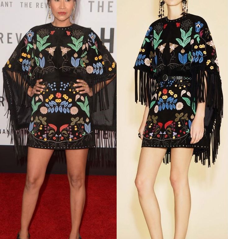 Hot! or Hmm… Melaw Nakehk’o’s <em>The Revenant</em> Los Angeles Premiere Valentino Resort 2016 Multicolor Embroidered Fringe Dress