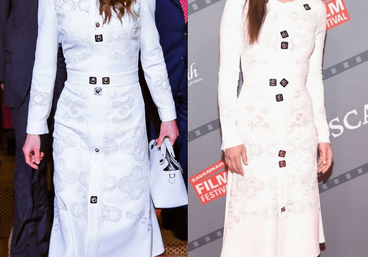 Who Wore It Better? Queen Rania of Jordan vs. Olivia Wilde in Peter Pilotto’s Counter Crocheted Lace Paneled Embellished Cady Dress