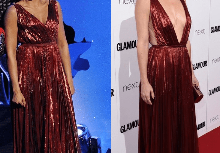 Who Wore It Better? Taraji P. Henson vs. Kate Hudson in J. Mendel’s Burnt Orange Deep V-Neck Gown